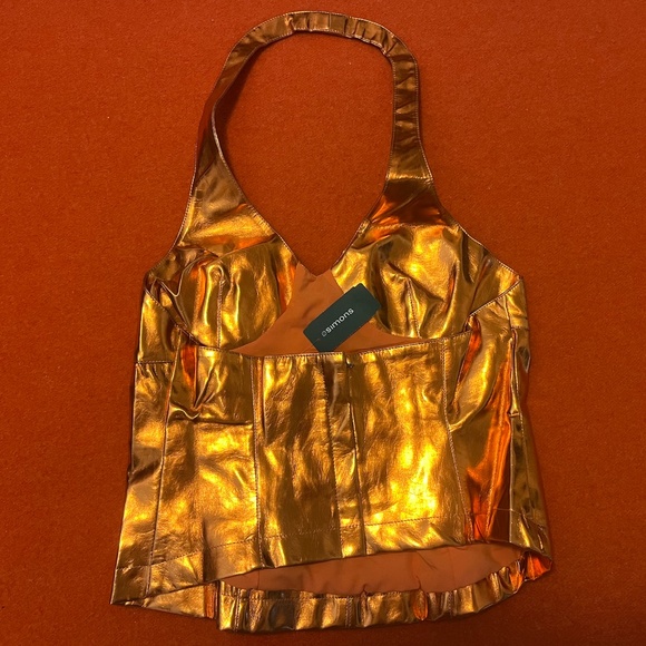 Amylynn metallic orange halter cami NWT - Picture 8 of 13